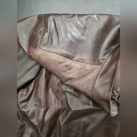 NWT - Leather Daniel Hechter Paris Brown Lightweight Zippered Jacket - XL - Picture 12 of 12
